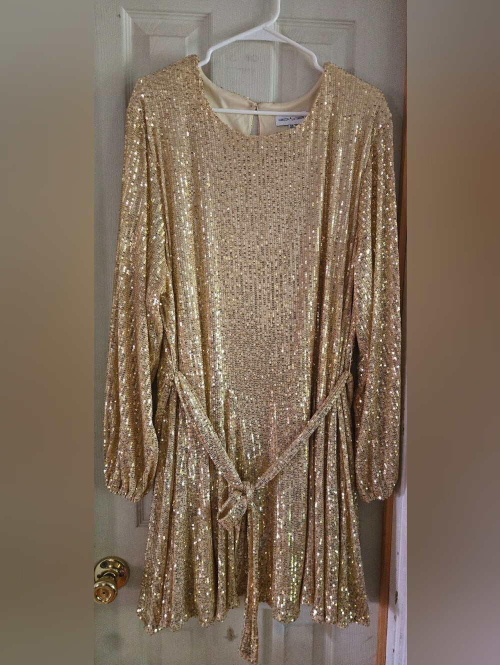 Gibson Latimer Gold Sequin Long Sleeve Mini Dress